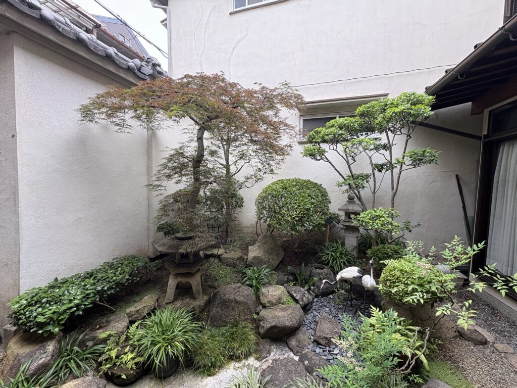 大阪市で植木屋による紅葉・サザンカ・ツツジ・モッコクの剪定作業後の綺麗になった様子