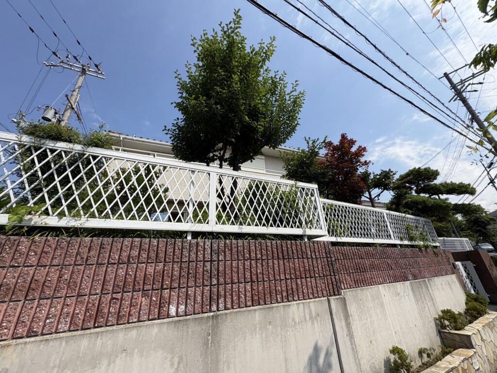 高槻市で植木屋による梅等庭木の剪定作業前の様子