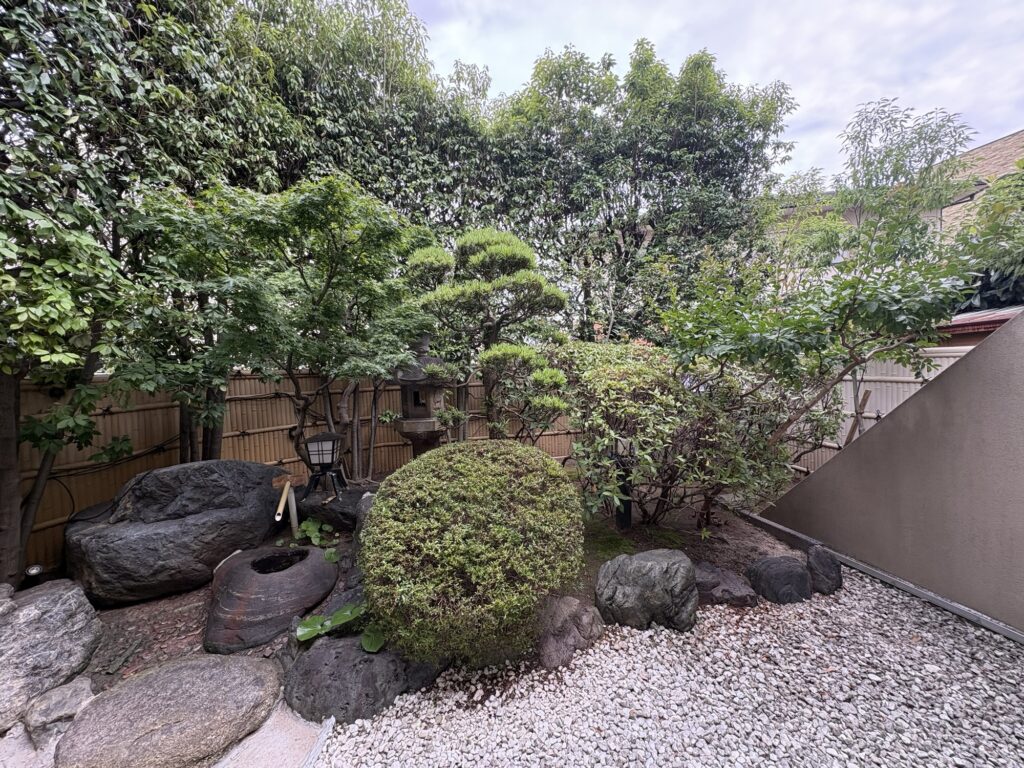 西宮市で植木屋によるカシノキ生垣・ツツジ・さつきの剪定作業後の綺麗になった様子
